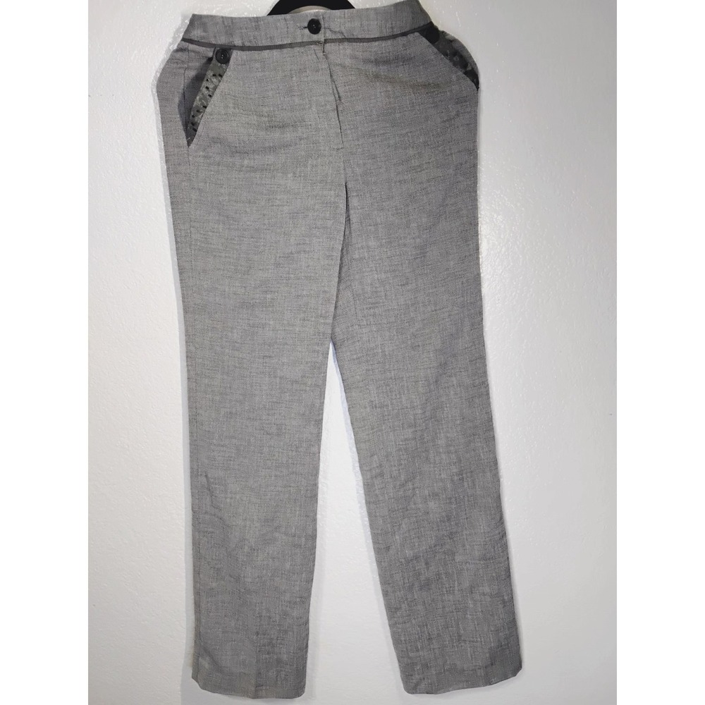 Finity Womens Grey Herringbone Straight Leg Dress Pants Workwear Trousers (66) - Picture 3 of 9